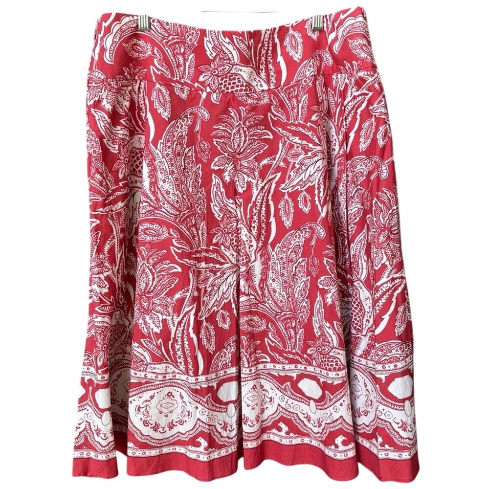 Talbots Dusty Red / Pink and White Floral A-Line Skirt. Size 16 - Picture 6 of 9